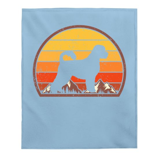 Sunset Silhouette Vintage Portuguese Water Dog Baby Blanket
