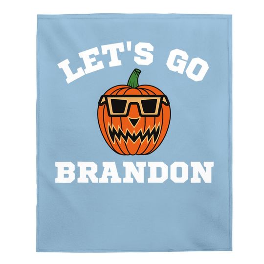 Let's Go Brandon Chant Halloween Pumpkin In Glasses Baby Blanket