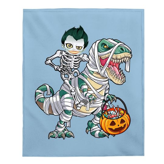 Skeleton Riding Mummy Dinosaur T-rex Halloween Joker Baby Blanket