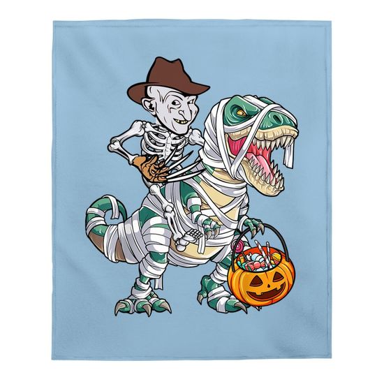 Skeleton Riding Mummy Dinosaur T-rex Halloween Freddy Krueger Baby Blanket