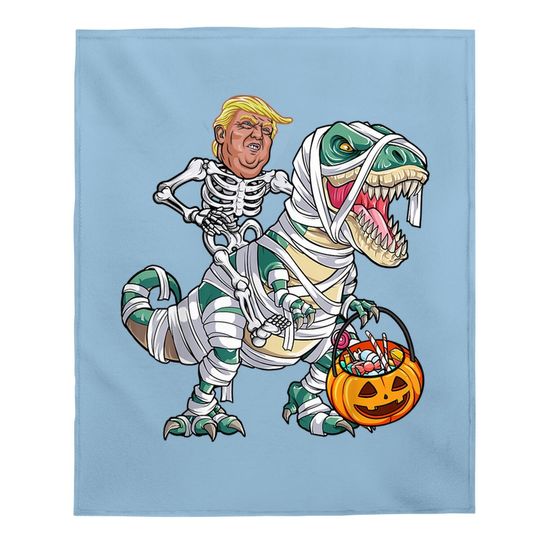Donal Trump Riding Mummy Dinosaur T-rex Halloween Baby Blanket