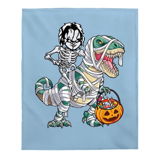 Chucky Riding Mummy Dinosaur T-rex Halloween Baby Blanket