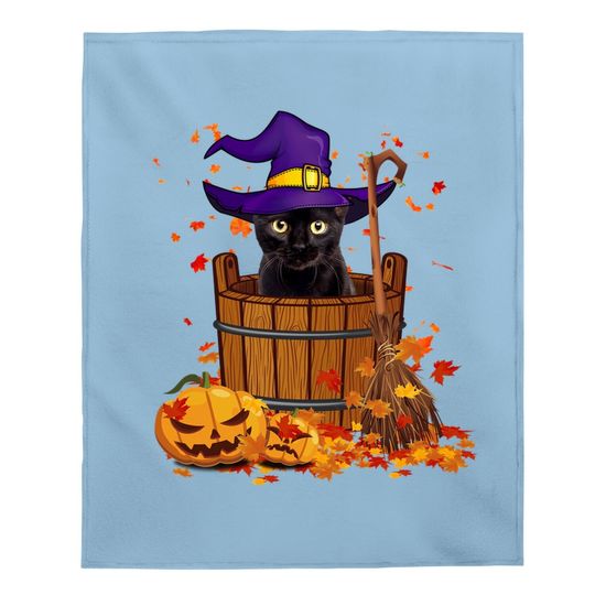 Black Cat Witch Halloween Baby Blanket
