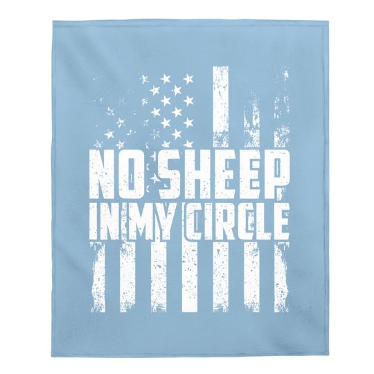 No Sheep In My Circle Funny Vintage Us Flag Baby Blanket