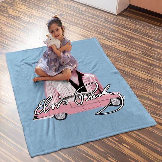 Elvis Pink Classic Car Baby Blanket
