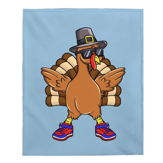 Turkey Trot Thanksgiving Day Running Pilgrim Gift Baby Blanket