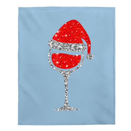 Christmas Wine Glass With Santa Hat Red Wine Baby Blanket