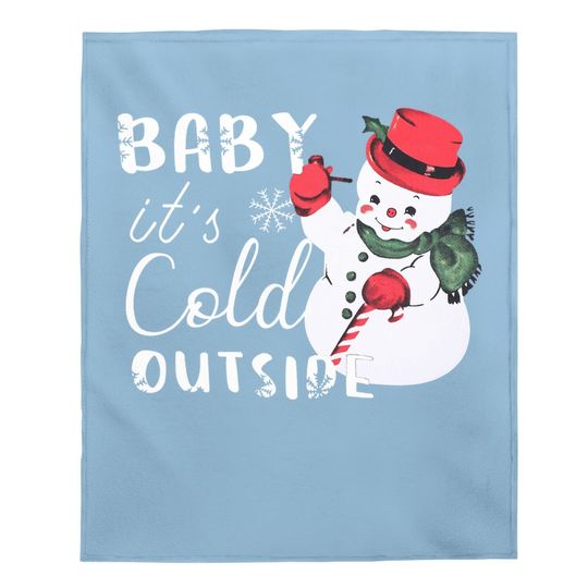 Baby It's Cold Outside Christmas Plaid Splicing Snowman Baby Blankets