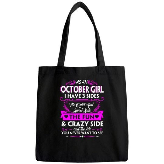 Birthday - Three Sides October Girl Tote Bag