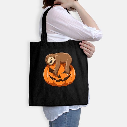 Sloth Pumpkin Halloween Sloth Themed Halloween Lovers Gift Tote Bag