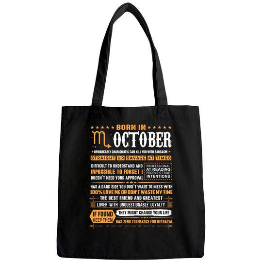 Born In October Scorpio Tote Bag