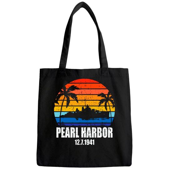 Vintage Pearl Harbor Sunset 80th Anniversary Tote Bag