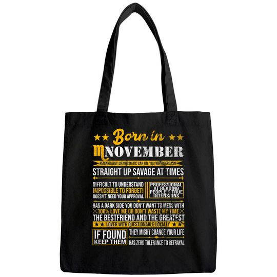 Born In November Scorpio Horoscope Birthday Tote Bag