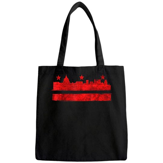 Vintage Skyline Washington Dc Flag Cities Usa Pride Tote Bag