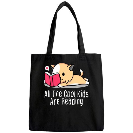 All the Kids are Reading Tee Book Cat Lovers Tote Bag