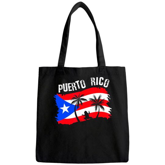 Distressed Style Puerto Rico Frog Tote Bag