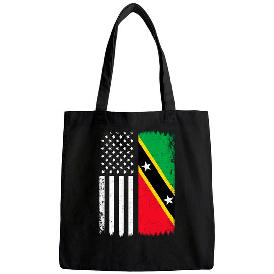 Saint Kitts And Nevis American Flag Tote Bag