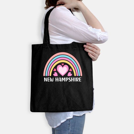 New Hampshire Rainbow Hearts Tote Bag