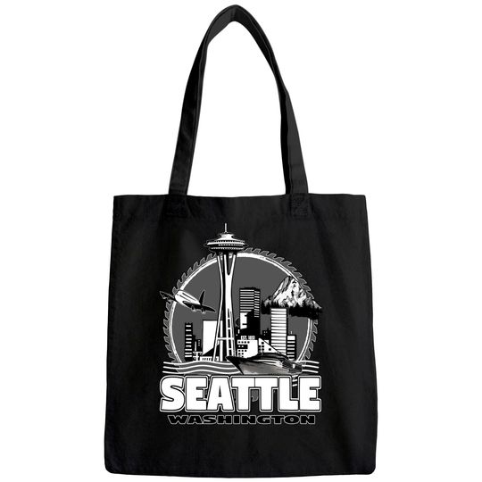 Seattle Pacific Northwest Emerald City Space Needle Souvenir Tote Bag