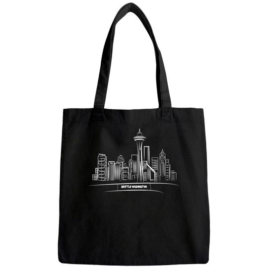 Seattle Washington Sketch Of Downtown Space Needle Tote Bag