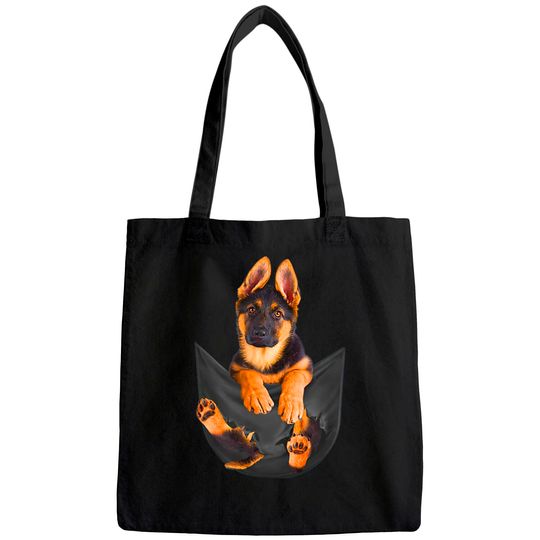 Pocket German Shepherd Puppy! Dog Tote Bag