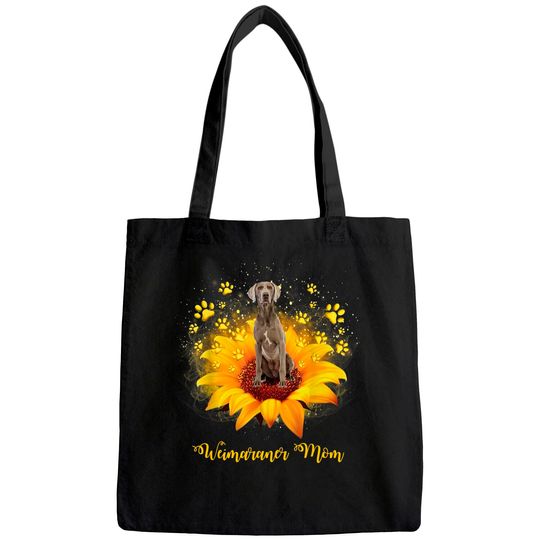 Weimaraner Mom Sunflower With Dog Paw Tote Bag