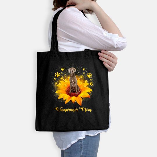 Weimaraner Mom Sunflower With Dog Paw Tote Bag