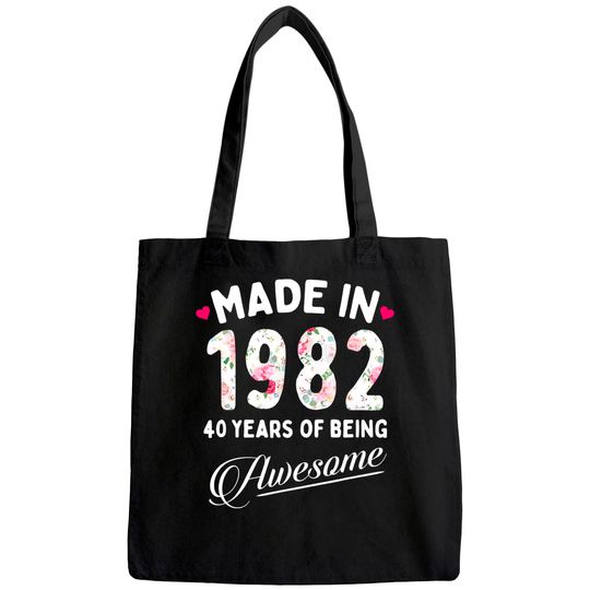 40th Birthday Made 1982 Tote Bag