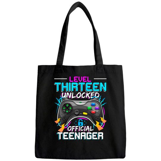 Level 13 Unlocked  Teenager Video Game 13th Birthday Tote Bag