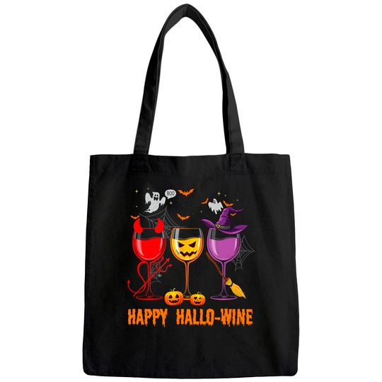Happy Hallo Wine Glass Wine Drinking Tote Bag