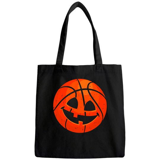 Basketball Pumpkin Face Halloween Jack-O-Lantern Tote Bag