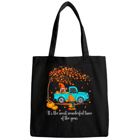 It's The Most Wonderful Time Of The Year Gnomes Autumn Fall Tote Bag