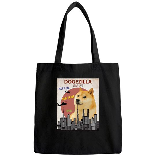 Dogezilla Funny Meme Shiba Inu Dog Tote Bag