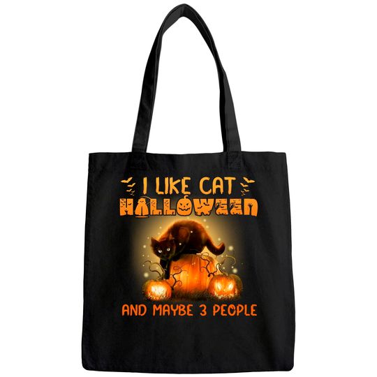 I Like Cat Halloween And Maybe 3 People Tote Bag