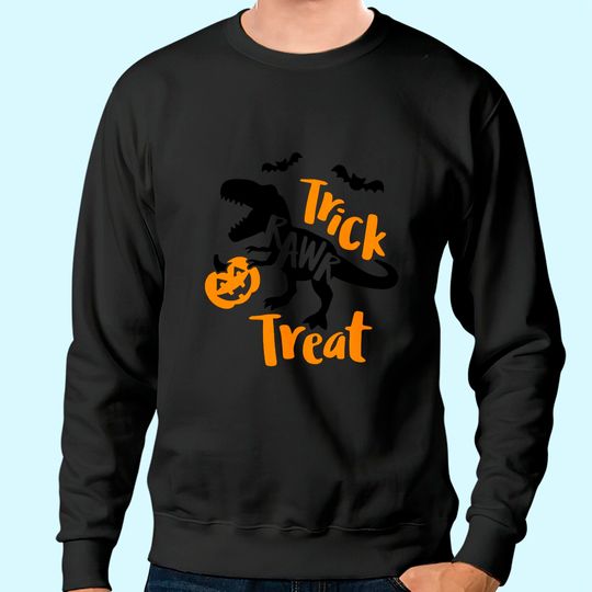 Trick Rawr Treat Dinosaur Halloween T-Rex With Pumpkin Sweatshirt