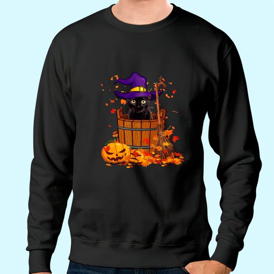 Black Cat Witch Halloween Sweatshirt
