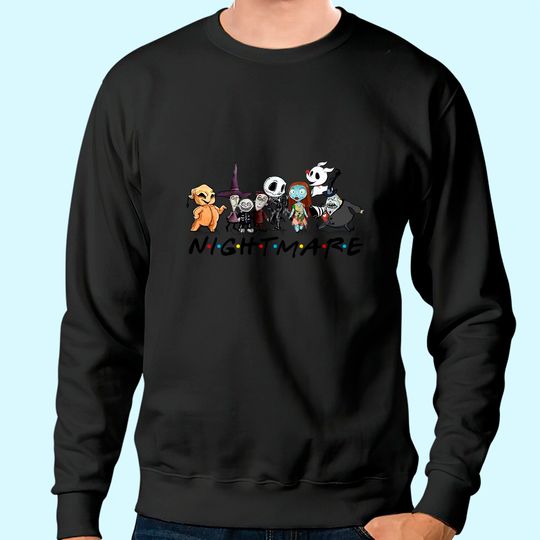 Jack And Sally With Friends Halloween Party Nightmare Before Christmas Characters Sweatshirt
