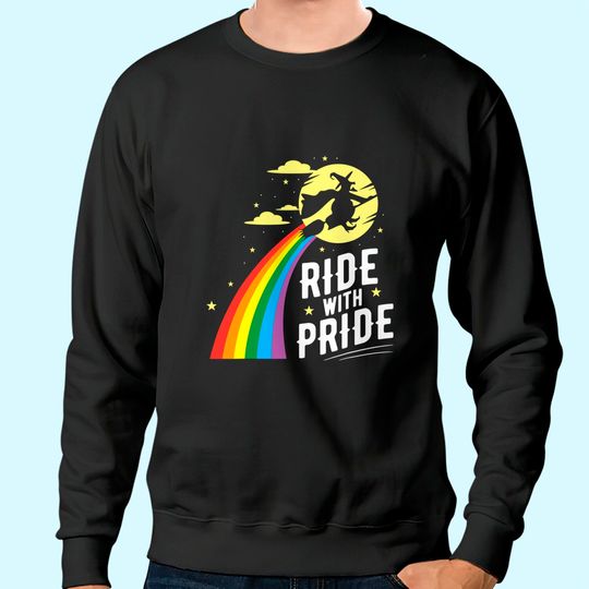 Ride With Pride LGBT Gay Lesbian Witch Halloween Sweatshirt