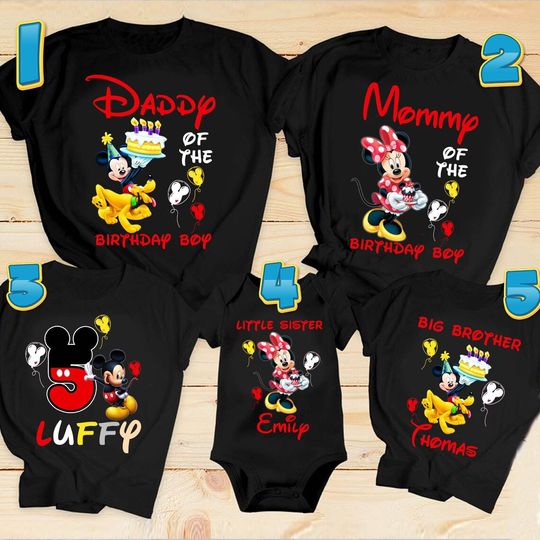 Disney Birthday Mickey Minnie Mouse Matching Family T-Shirt