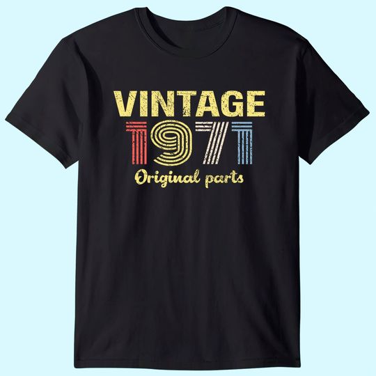 50th Birthday Gift Shirt for Women - Retro Birthday - Vintage 1971 Original Parts - Graphic Tshirts for Women