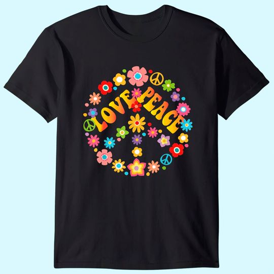 PEACE SIGN LOVE T Shirt 60s 70s Tie Dye Hippie Costume Shirt T-Shirt
