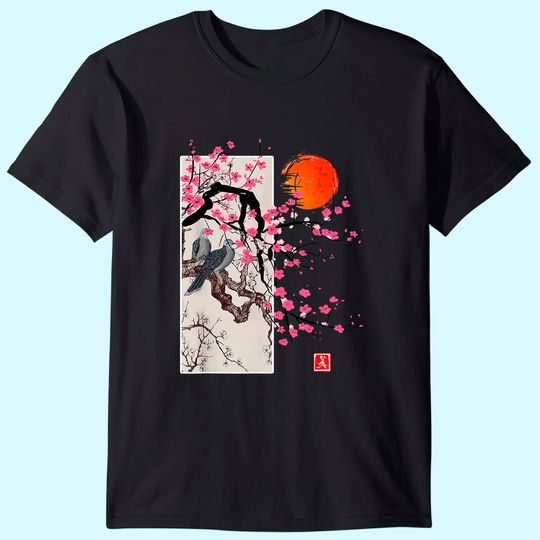 Vintage Sakura Blossom Japanese Cherry Scenery Gift Tee T-Shirt