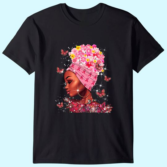 In October We Wear Pink Black Woman Breast Cancer Awareness T-Shirt