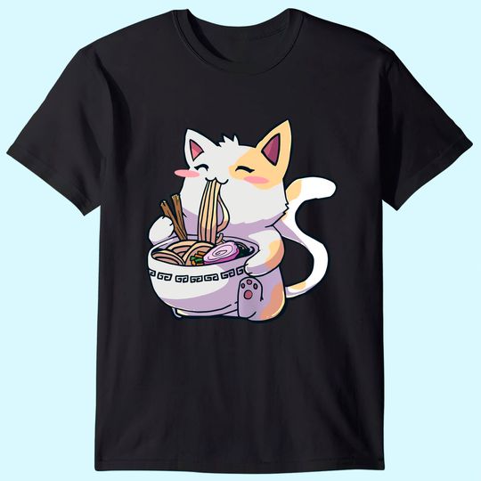 Ramen Cat Tshirt Kawaii Anime Tee Japanese T Shirt