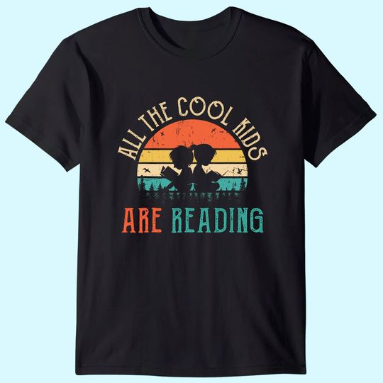 All the Cool Kids are Reading Book Vintage Reto Sunset T-Shirt