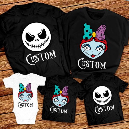 Nightmare Before Christmas Jack and Sally Matching Family T-Shirt
