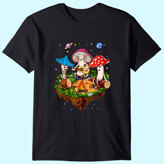 Mushrooms Camping Psychedelic Forest Fungi Festival T-Shirt