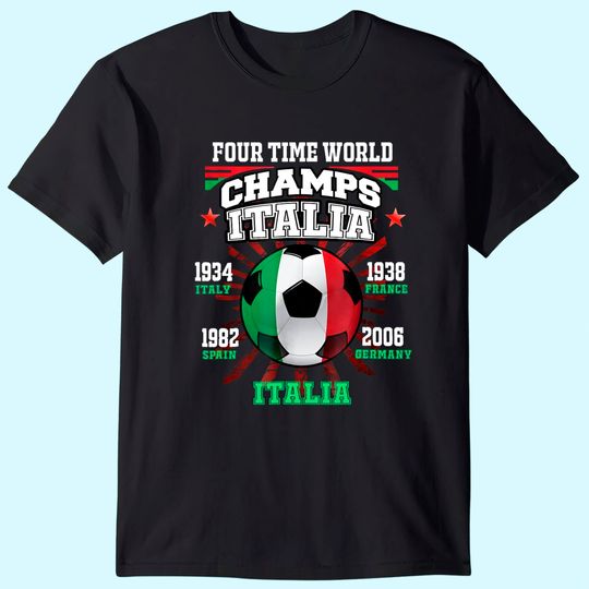 Italy Football T-Shirt with Cup Years for Fans