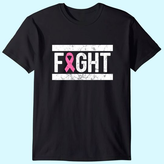 Fight Pink Breast Cancer Awareness Pink October Grunge T-Shirt