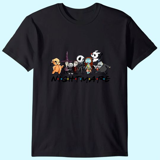 Jack And Sally With Friends Halloween Party Nightmare Before Christmas Characters T-Shirt